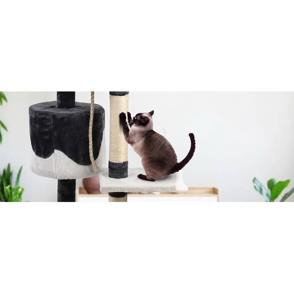 Cat Tree 112cm Tower Scratching Post Scratcher Wood Condo House Furniture - Image 6