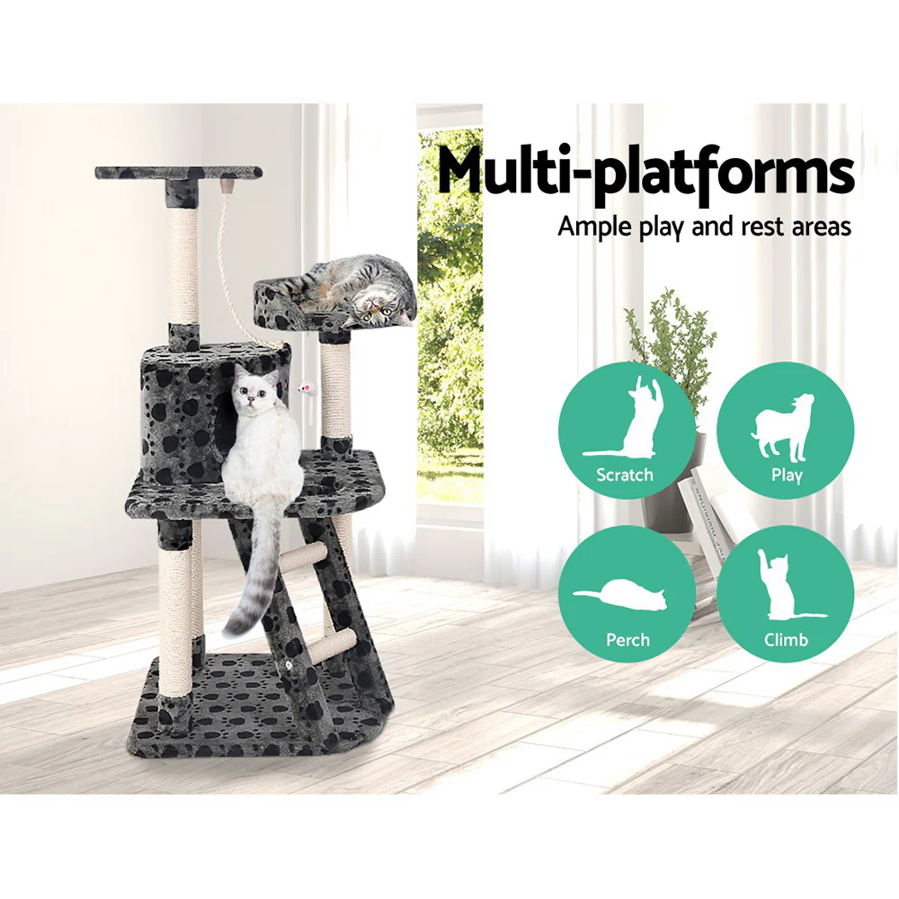 Cat Tree 120cm Tower Scratching Post Scratcher Trees Bed Wood Condo Toys Bed - Image 3