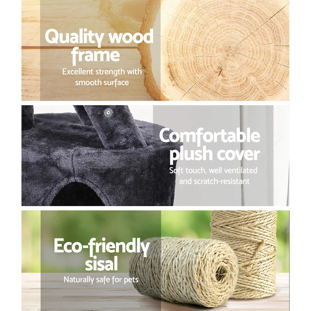 Cat Tree 120cm Tower Scratching Post Scratcher Wood Condo House Bed Toys - Image 4