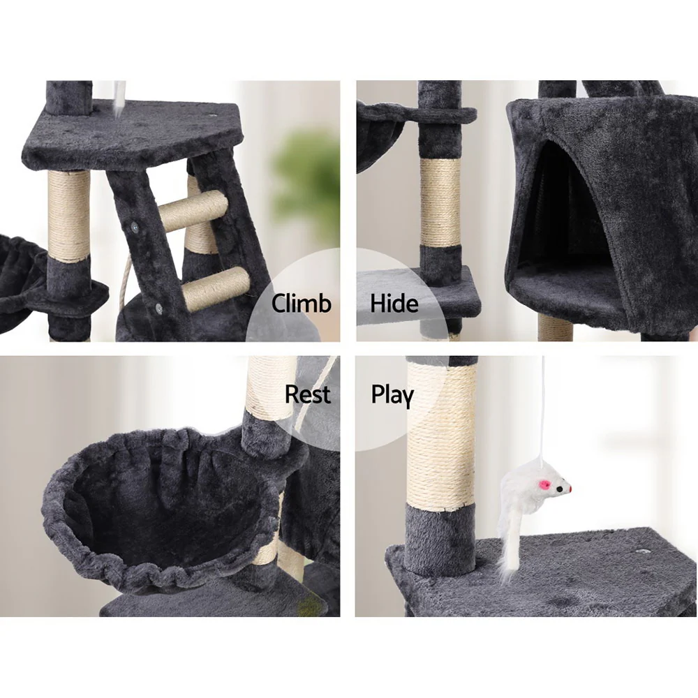 Cat Tree 120cm Tower Scratching Post Scratcher Wood Condo House Bed Toys - Image 5