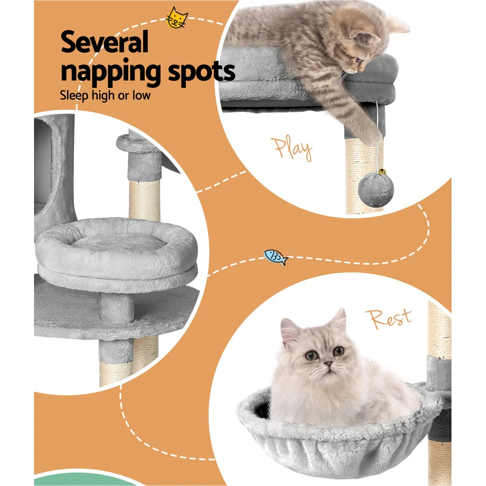 Cat Tree 123cm Tower Scratching Post Scratcher Wood Condo House Bed Toys - Image 5