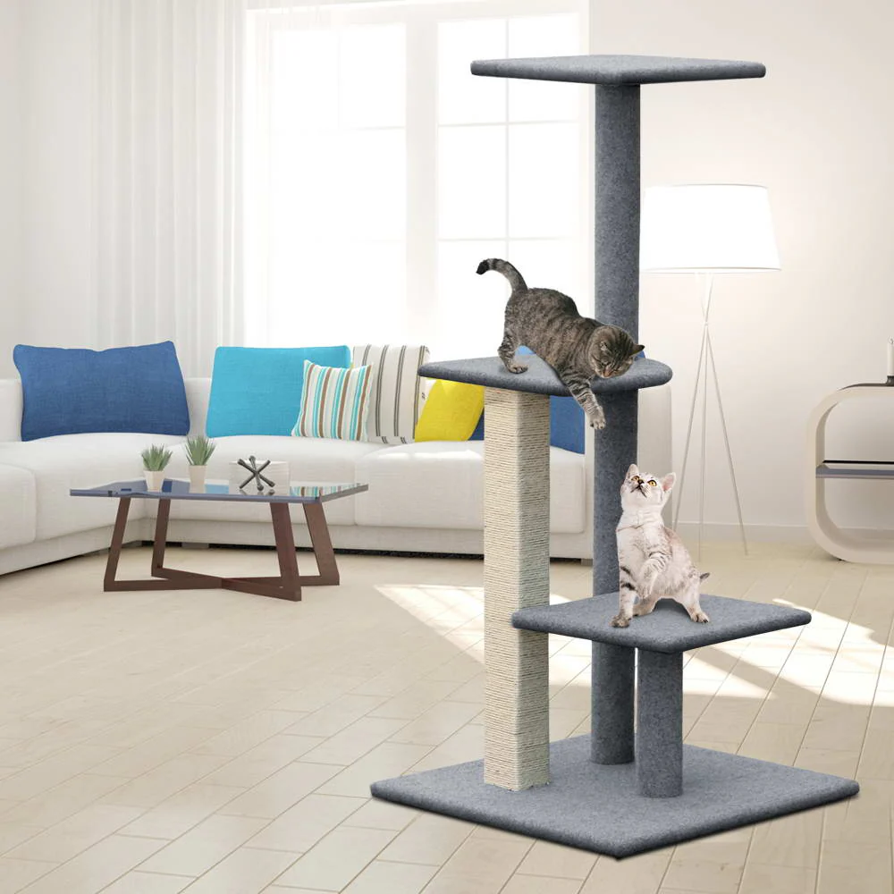 Cat Tree 124cm Scratching Post Tower Scratcher Trees Wood Condo Board - Image 7