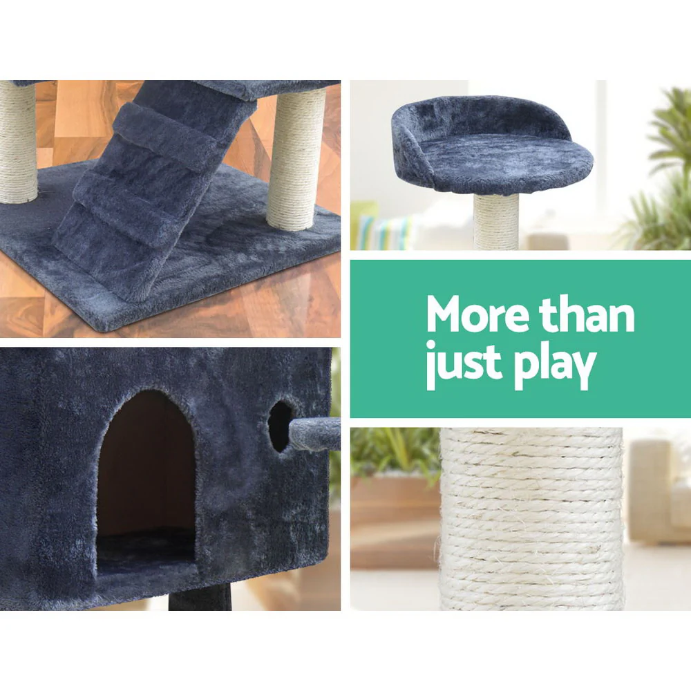 Cat Tree 134cm Tower Scratching Post Scratcher Wood Condo House Bed Grey - Image 5