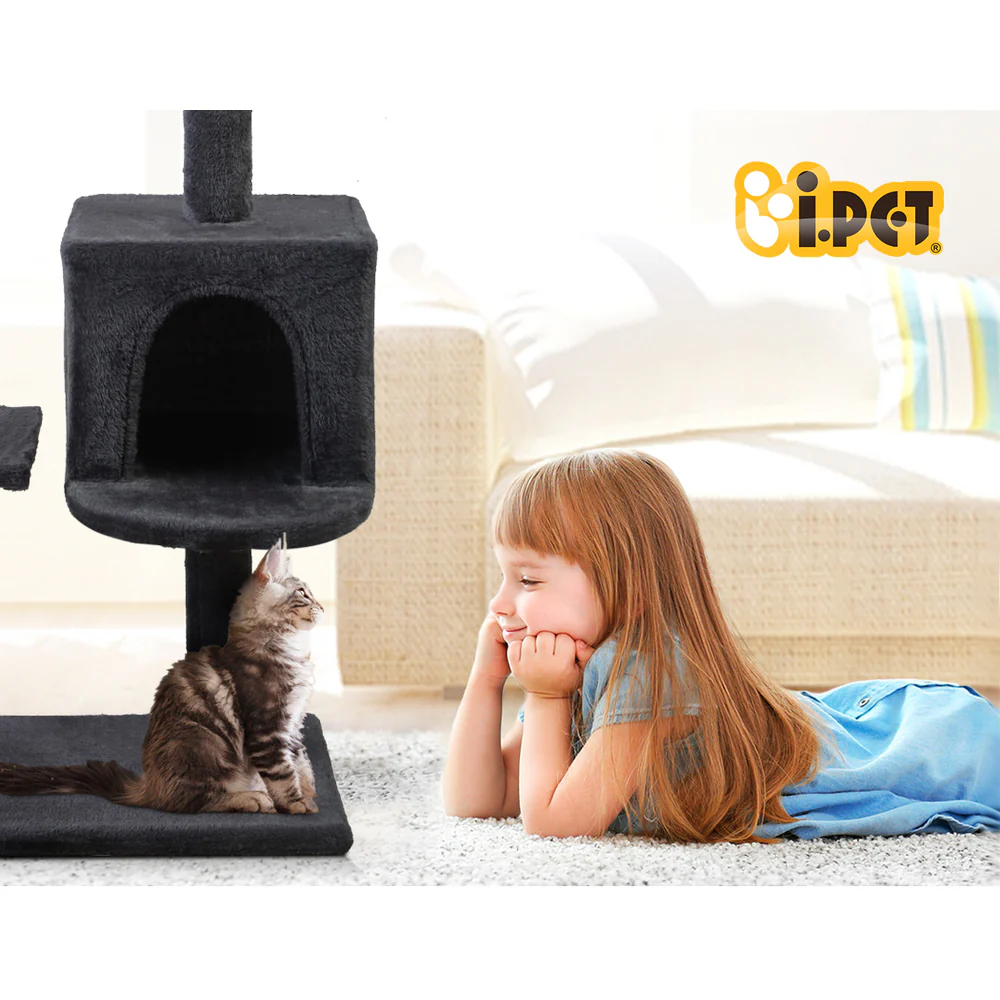 Cat Tree 140cm Tower Scratching Post Scratcher Trees Toys Condo Bed Grey - Image 6