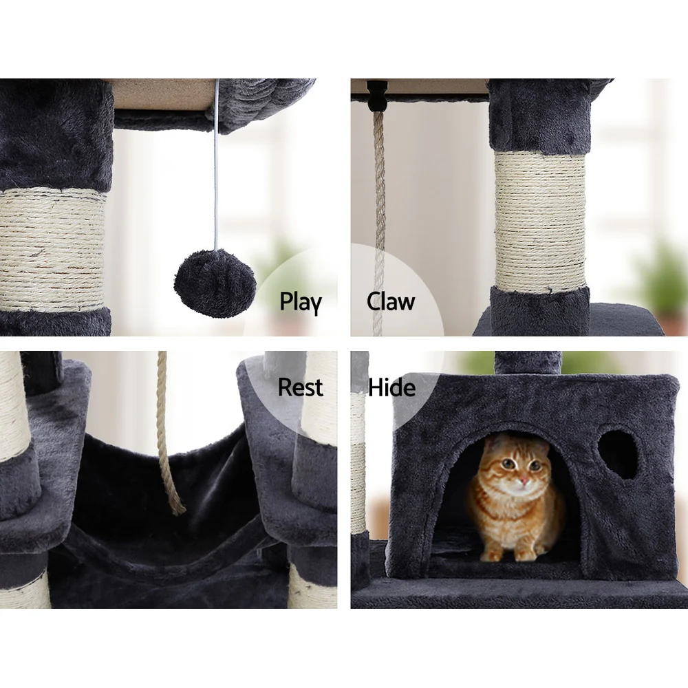 Cat Tree 145cm Tower Scratching Post Scratcher Wood Condo House Large Bed - Image 6