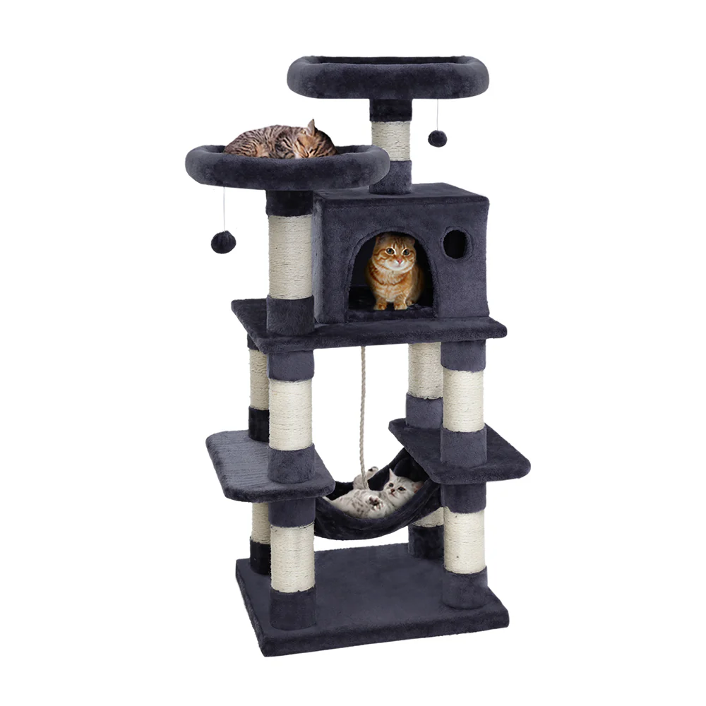 Cat Tree 145cm Tower Scratching Post Scratcher Wood Condo House Large Bed - Image 7