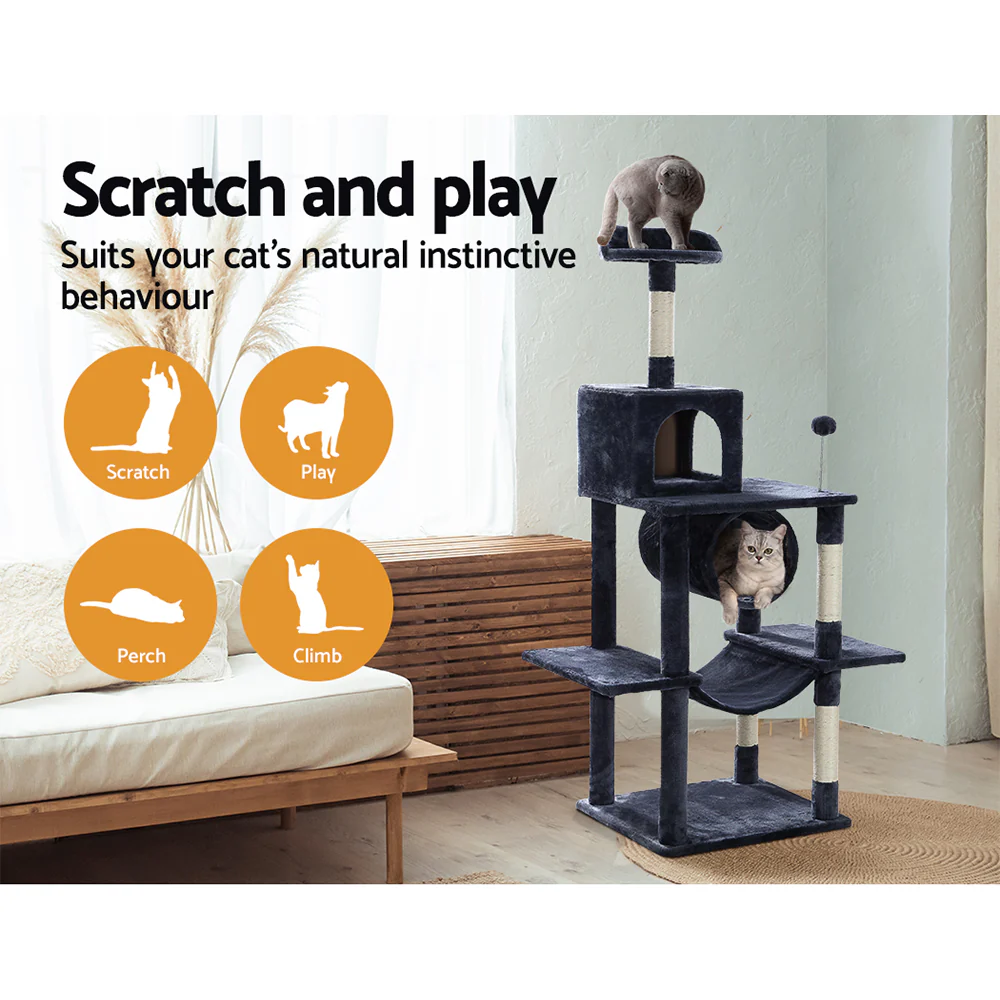 Cat Tree 151cm Tower Scratching Post Scratcher Wood Condo House Bed Trees - Image 4