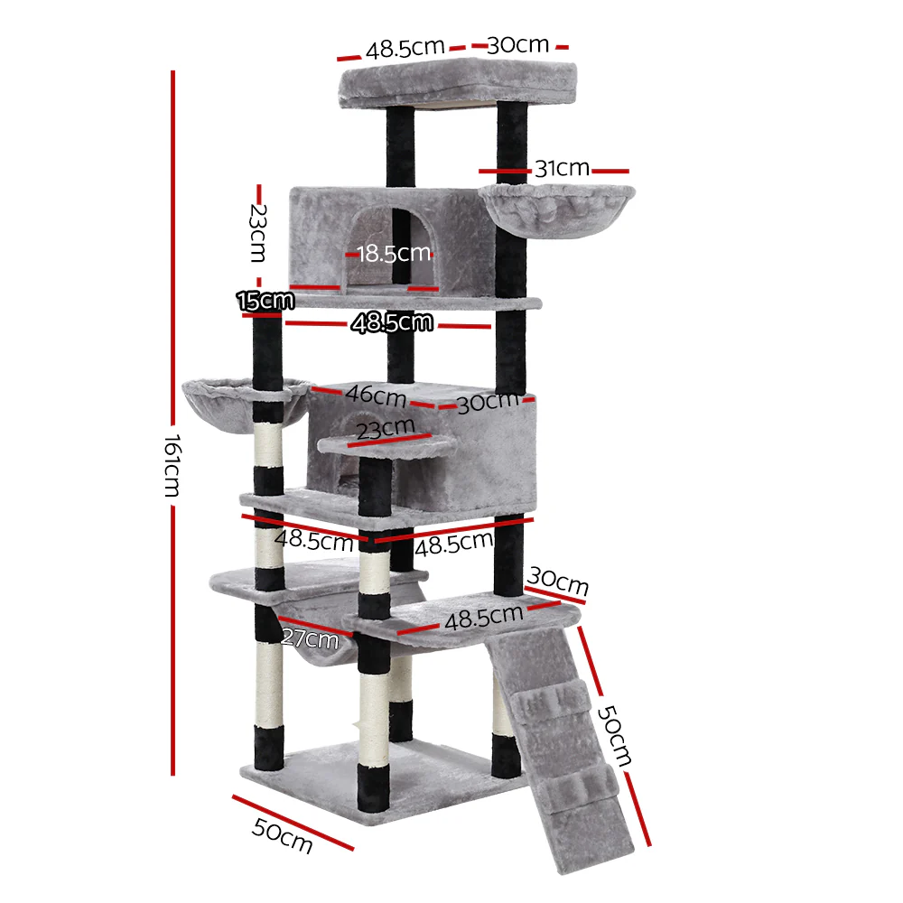 Cat Tree 161cm Tower Scratching Post Scratcher Wood Condo House Play Bed - Image 2