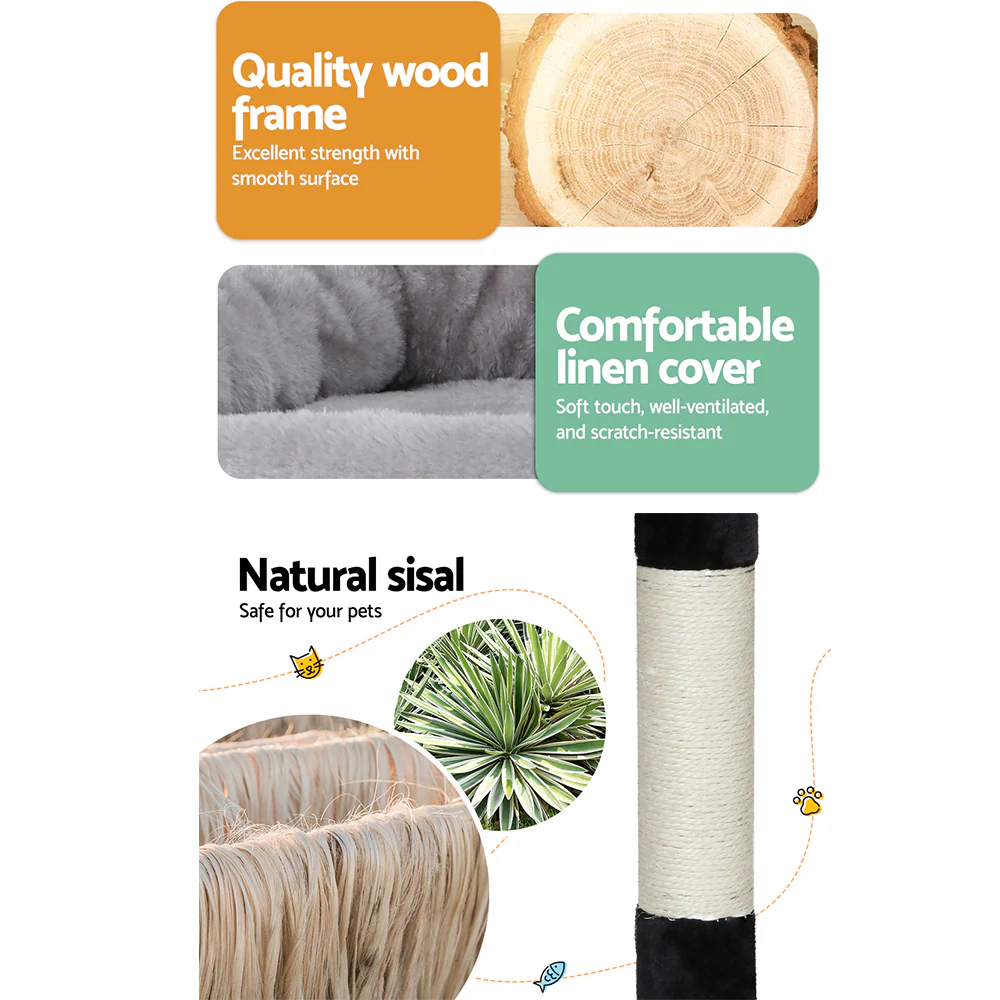 Cat Tree 161cm Tower Scratching Post Scratcher Wood Condo House Play Bed - Image 5