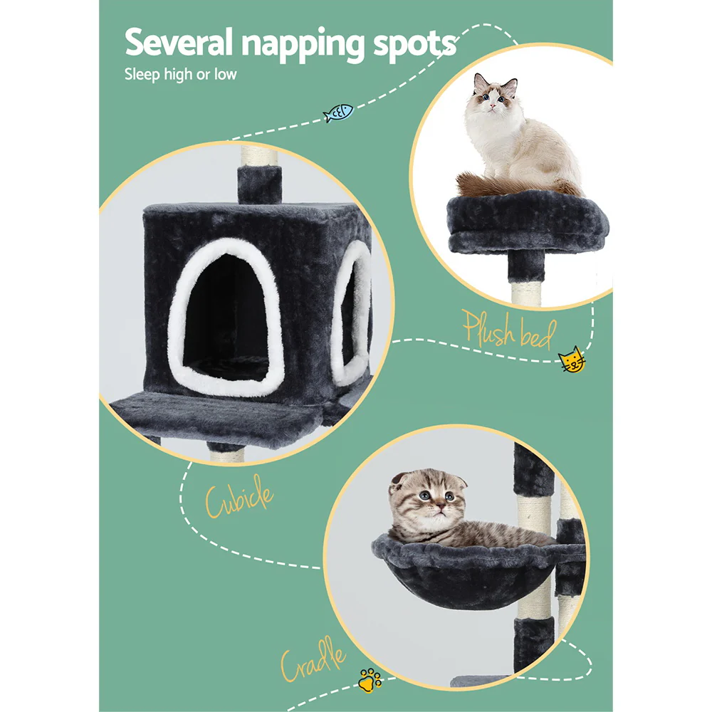 Cat Tree 168cm Tower Scratching Post Scratcher Condo House Hanging Toy Bed - Image 5