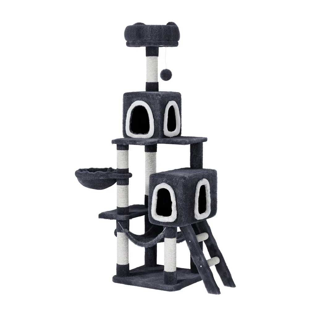 Cat Tree 168cm Tower Scratching Post Scratcher Condo House Hanging Toy Bed - Image 7