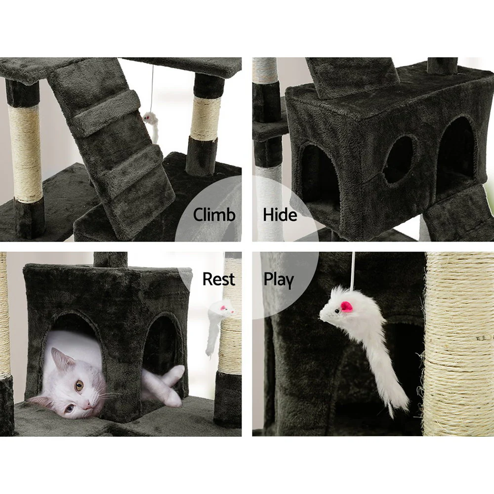 Cat Tree 180cm Tower Scratching Post Scratcher Wood Condo House Toys Grey - Image 7
