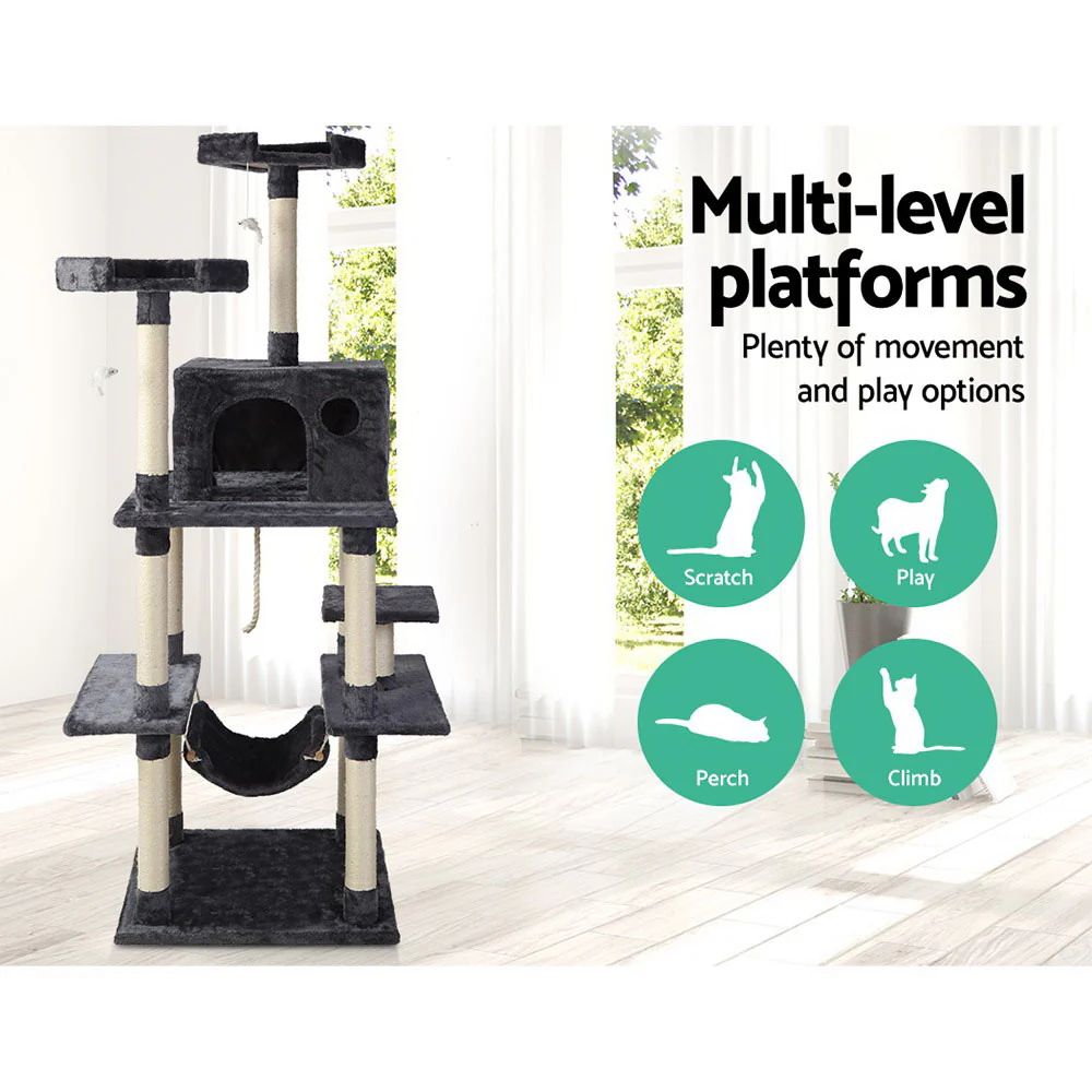 Cat Tree 184cm Tower Scratching Post Scratcher Wood Trees Condo Bed House - Image 3
