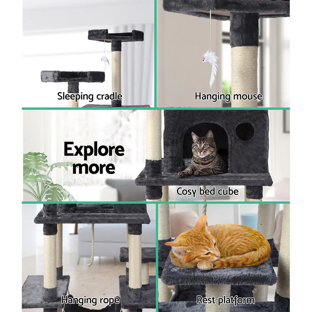 Cat Tree 184cm Tower Scratching Post Scratcher Wood Trees Condo Bed House - Image 5