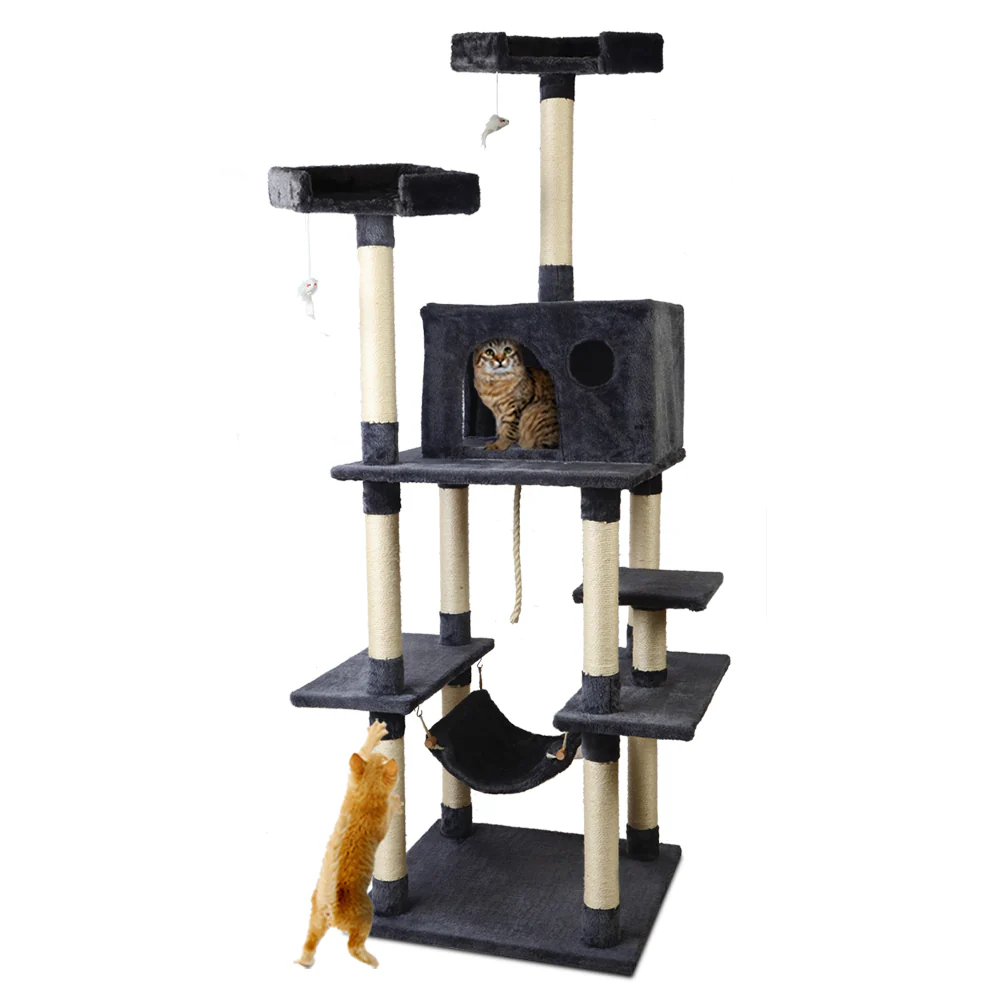 Cat Tree 184cm Tower Scratching Post Scratcher Wood Trees Condo Bed House - Image 8