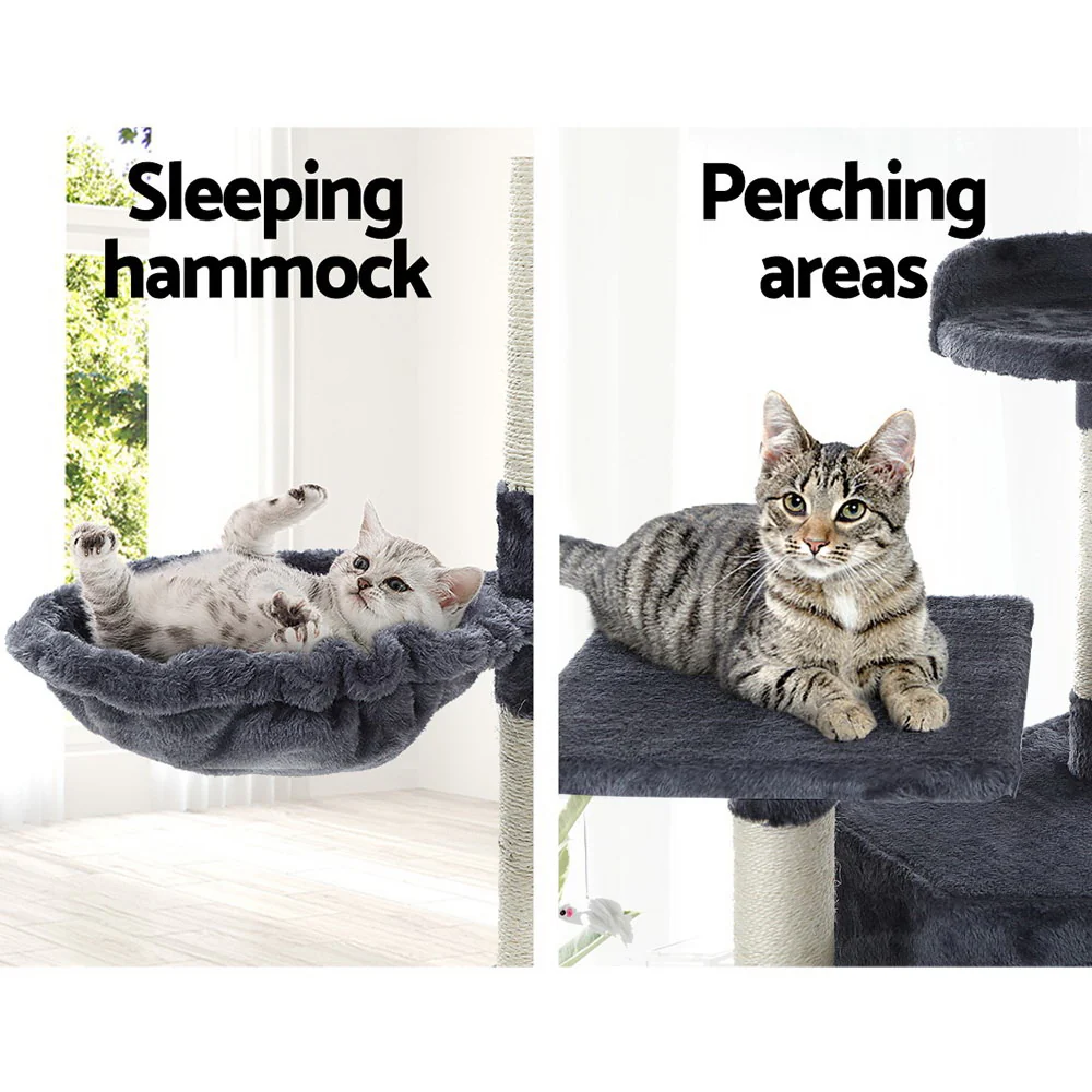 Cat Tree 203cm Tower Scratching Post Scratcher Condo Trees House Bed Grey - Image 6