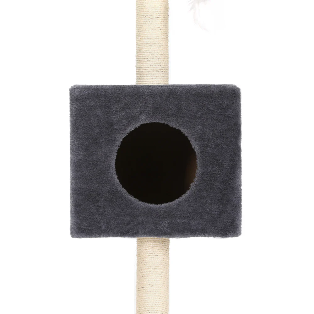 Cat Tree 260cm Tower Scratching Post Scratcher Floor to Ceiling Cats Bed Dark Grey - Image 4