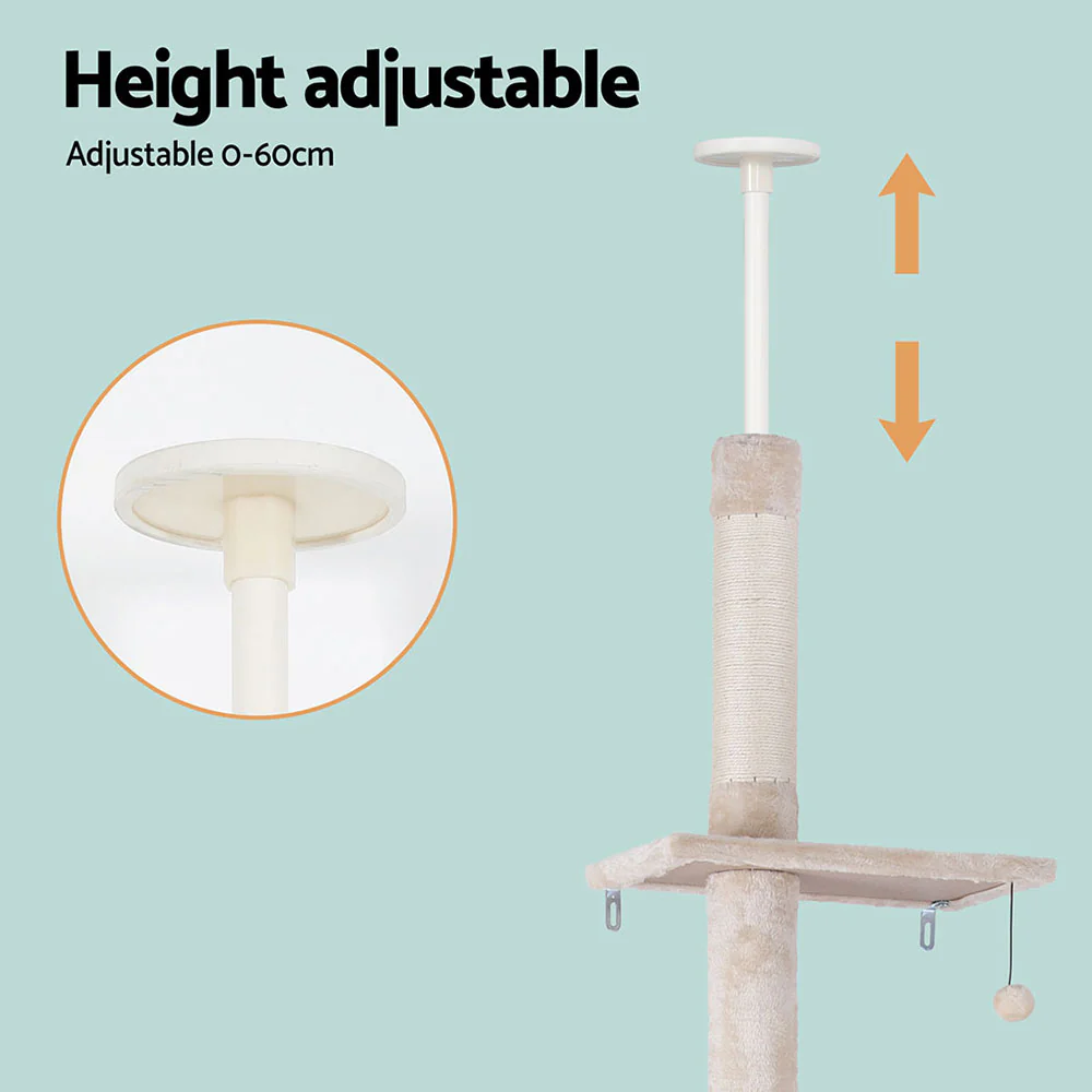 Cat Tree 290cm Tower Scratching Cats Post Scratcher Floor to Ceiling Bed - Image 5
