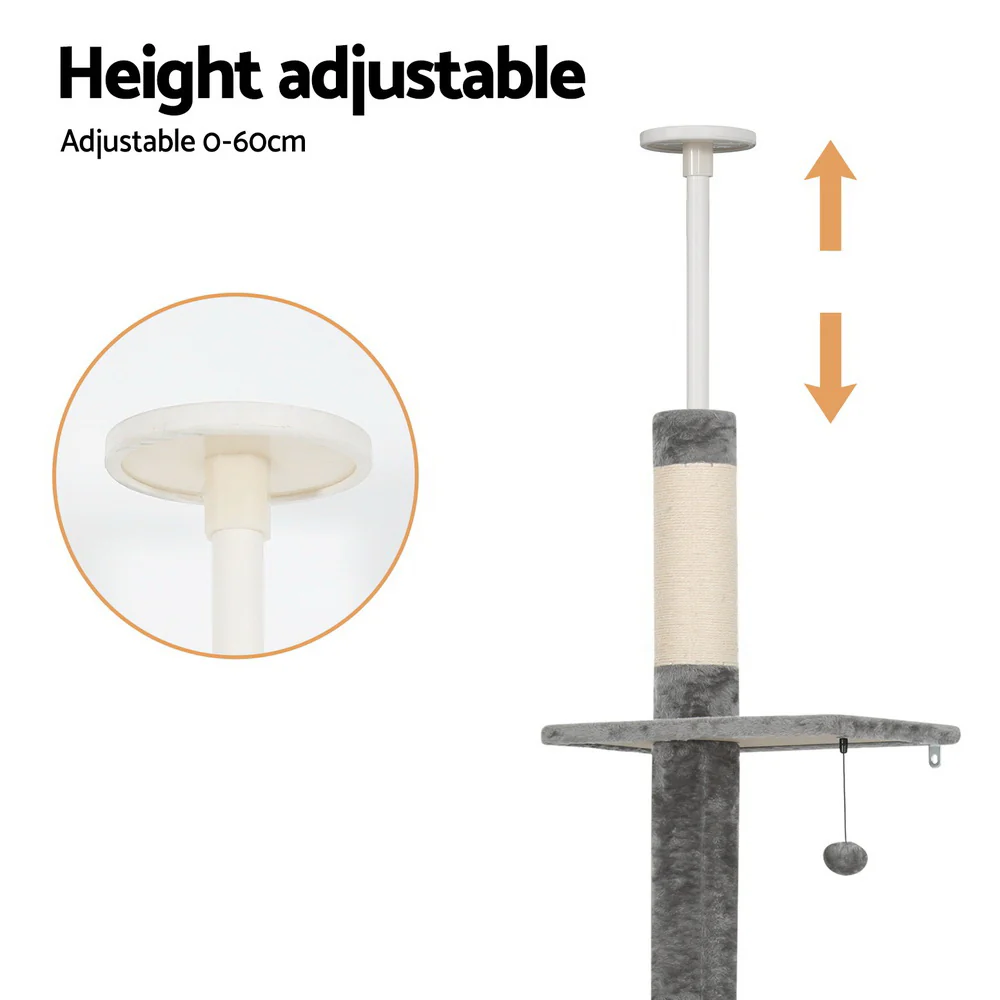 Cat Tree 290cm Tower Scratching Post Scratcher Floor to Ceiling Cats Bed - Image 5