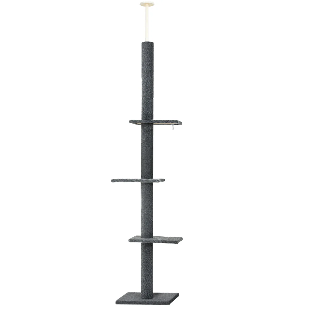 Cat Tree 290cm Tower Scratching Post Scratcher Floor to Ceiling Cats Bed Grey - Image 7