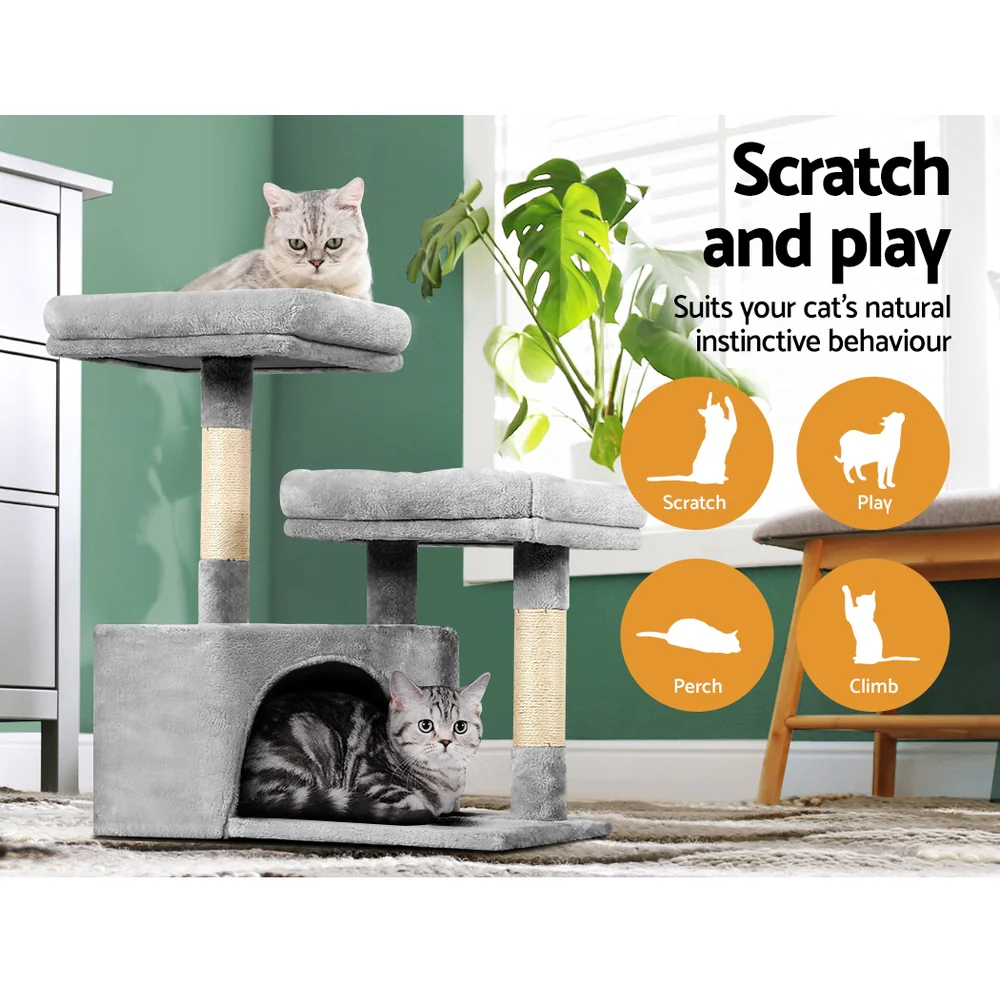 Cat Tree 69cm Scratching Post Tower Scratcher Wood Condo House Bed Trees - Image 4