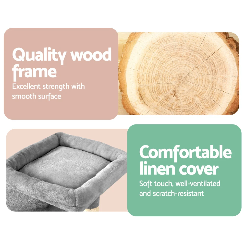 Cat Tree 69cm Scratching Post Tower Scratcher Wood Condo House Bed Trees - Image 5