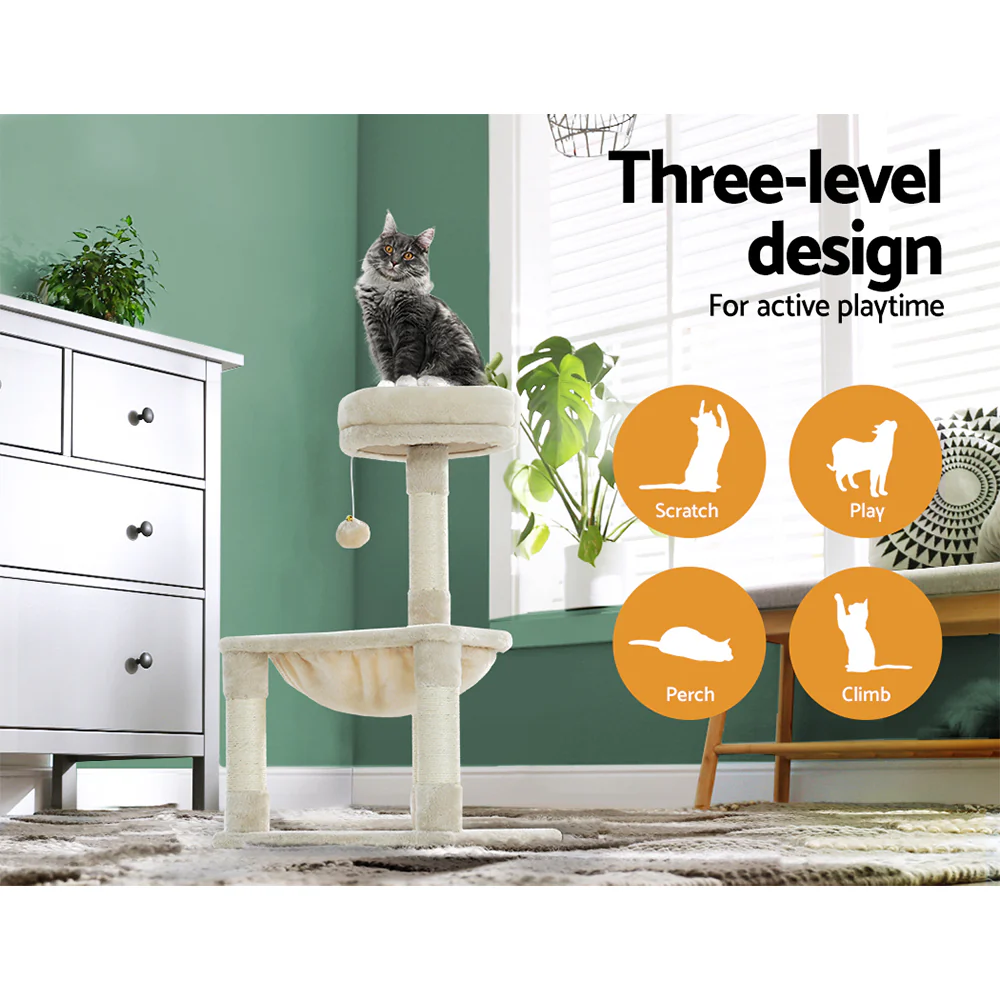 Cat Tree 69cm Scratching Post Tower Scratcher Wood Condo Toys House Bed - Image 4