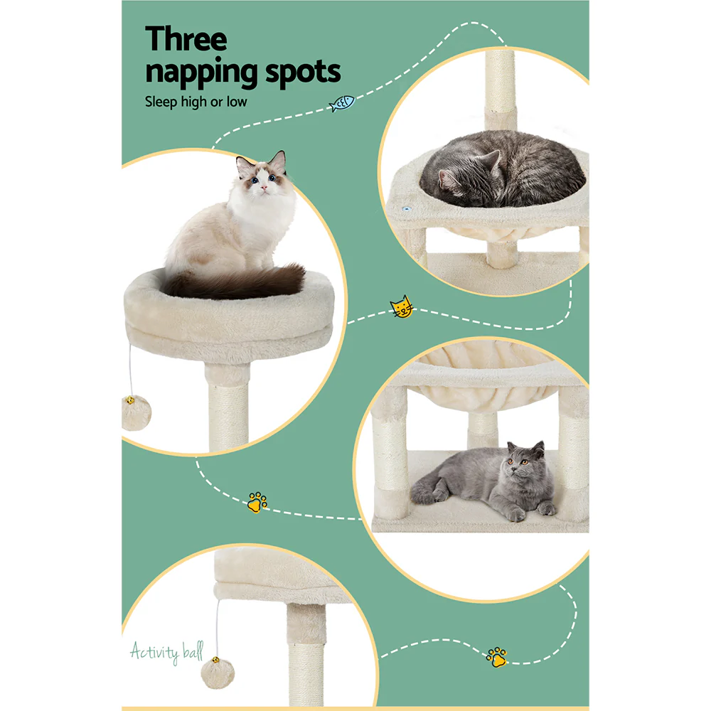Cat Tree 69cm Scratching Post Tower Scratcher Wood Condo Toys House Bed - Image 6