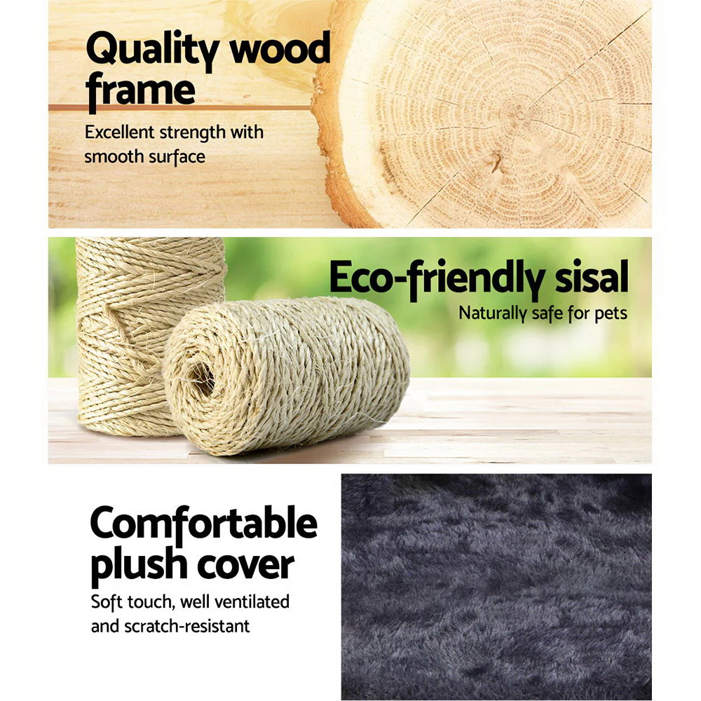 Cat Tree 70cm Scratching Post Tower Scratcher Trees Wood Condo House Toys - Image 4