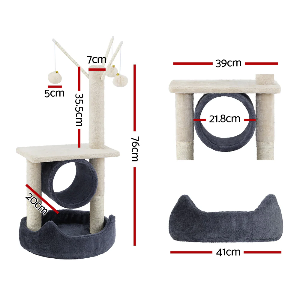 Cat Tree 76cm Scratching Post Tower Scratcher Condo House Hanging toys - Image 2