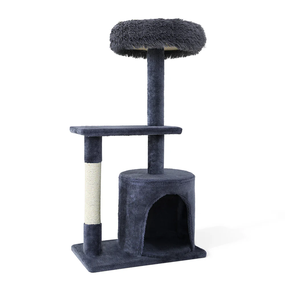 Cat Tree 94cm Scratching Post Tower Scratcher Condo House Wood Trees Grey - Image 7