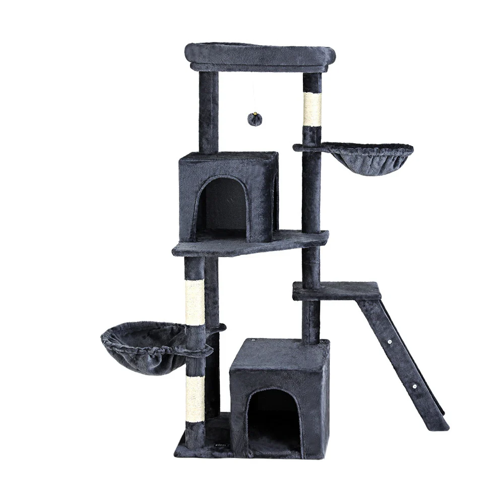 Cat Tree Tower Scratching Post Scratcher 138cm Trees Condo House Grey - Image 3