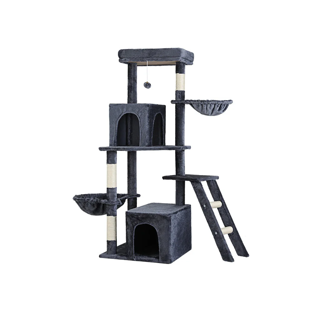 Cat Tree Tower Scratching Post Scratcher 138cm Trees Condo House Grey - Image 7