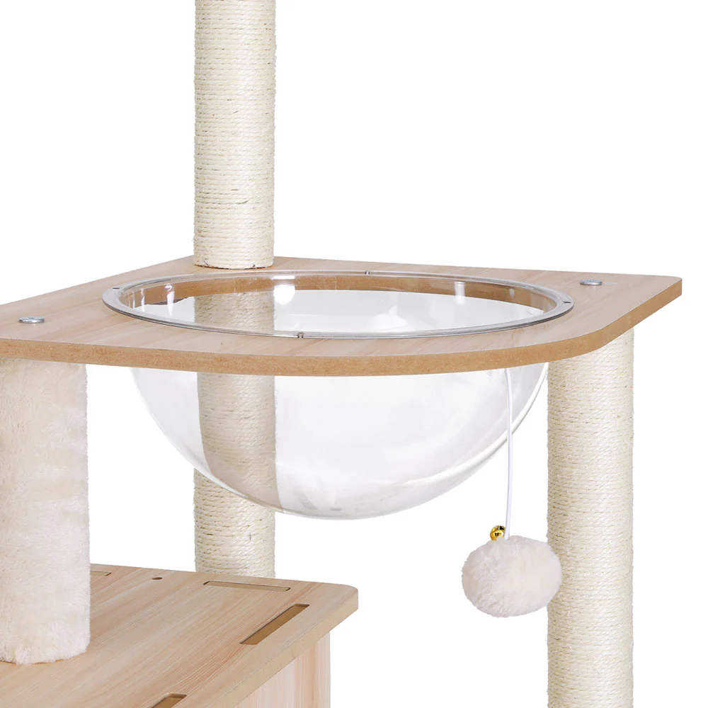 Cat Tree Tower Scratching Post Scratcher 142cm Wood Bed Condo House - Image 4