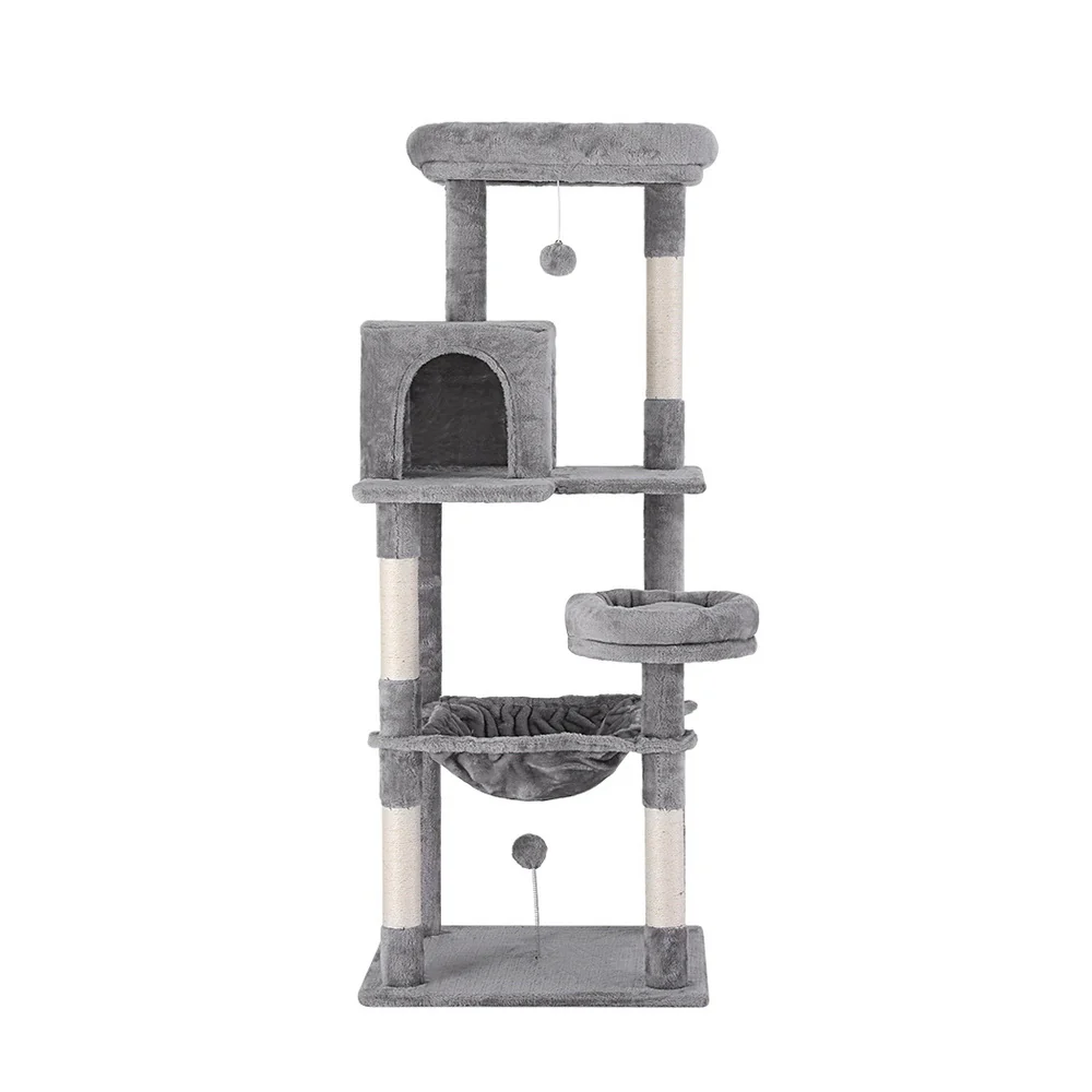 Cat Tree Tower Scratching Post Scratcher 143cm Condo House Trees Grey - Image 3