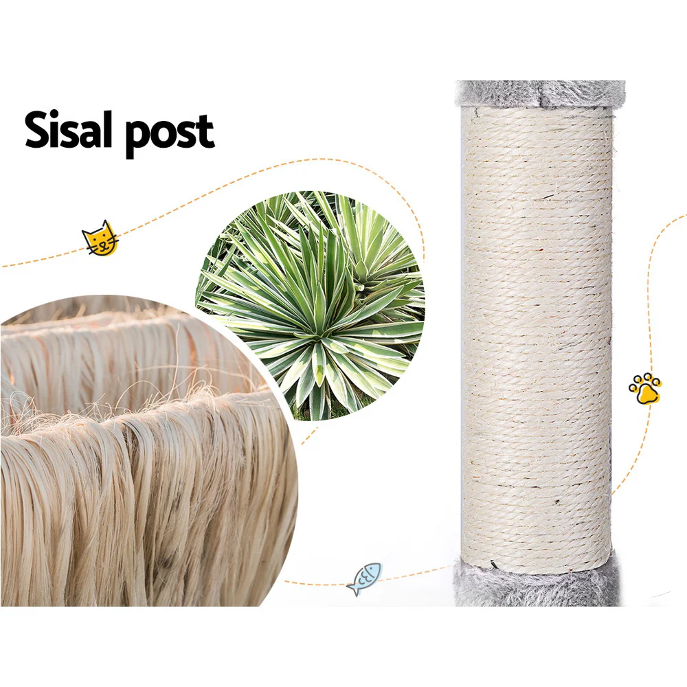 Cat Tree Tower Scratching Post Scratcher 143cm Condo House Trees Grey - Image 6