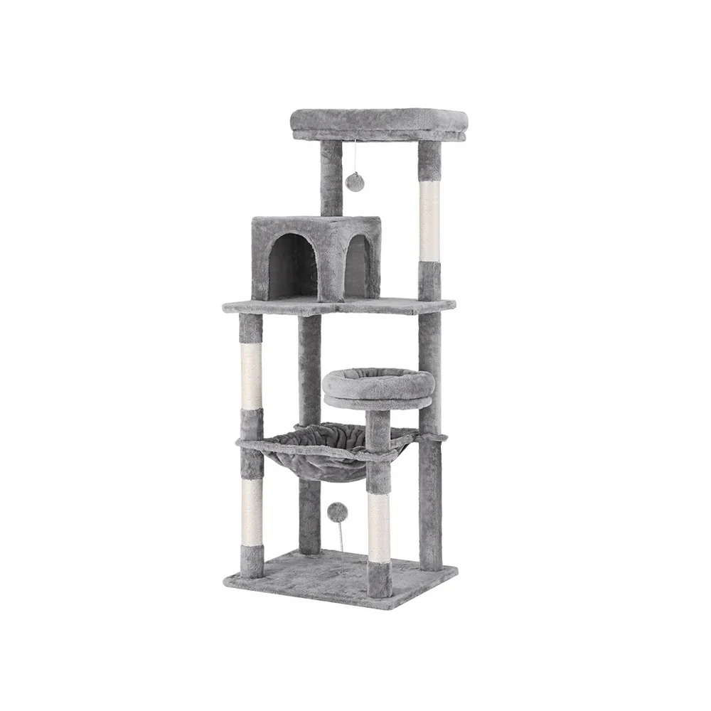 Cat Tree Tower Scratching Post Scratcher 143cm Condo House Trees Grey - Image 7