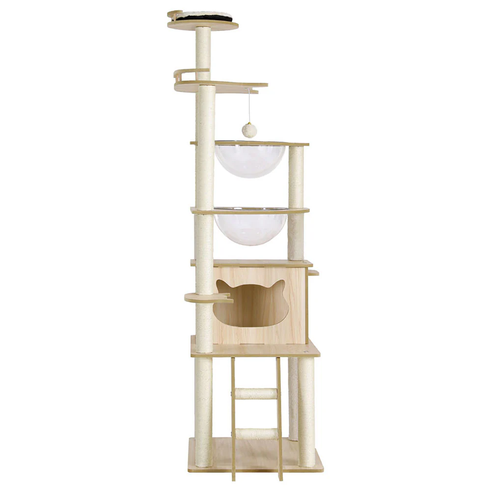 Cat Tree Tower Scratching Post Scratcher 174cm Wood Bed Condo House Ladder - Image 3