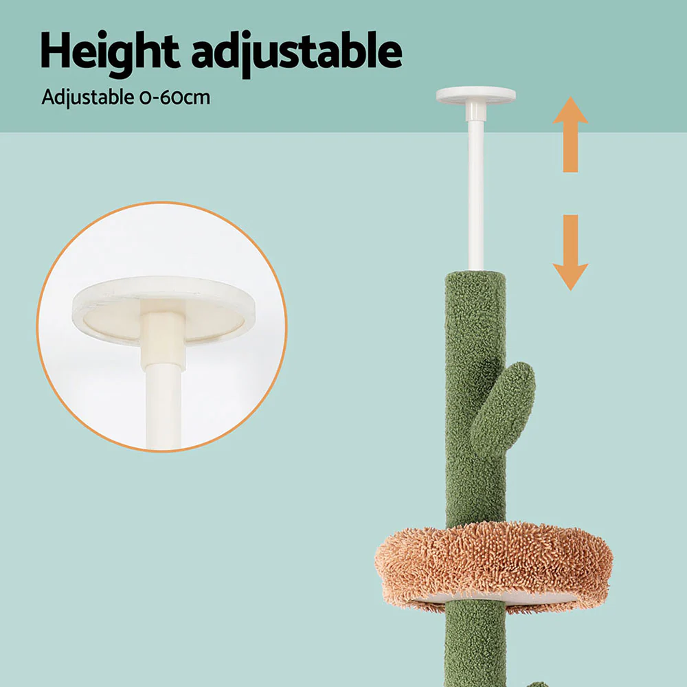 Cat Tree Tower Scratching Post Scratcher Floor to Ceiling Cats Bed 290cm - Image 5