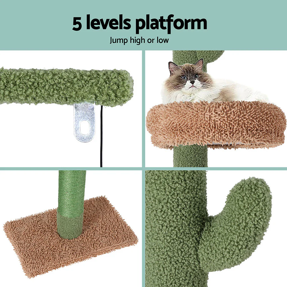 Cat Tree Tower Scratching Post Scratcher Floor to Ceiling Cats Bed 290cm - Image 6