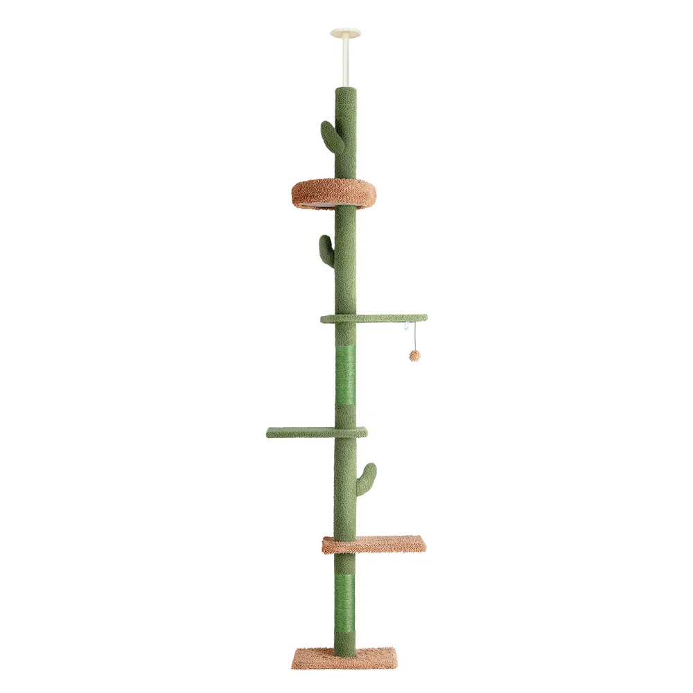 Cat Tree Tower Scratching Post Scratcher Floor to Ceiling Cats Bed 290cm - Image 7