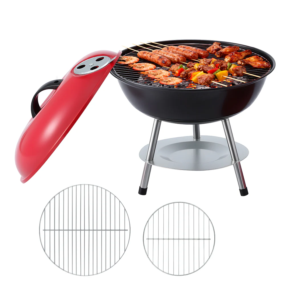 Charcoal BBQ Grill Portable with Lid for Camping Outdoor - Image 2