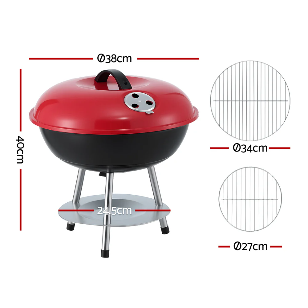 Charcoal BBQ Grill Portable with Lid for Camping Outdoor - Image 3