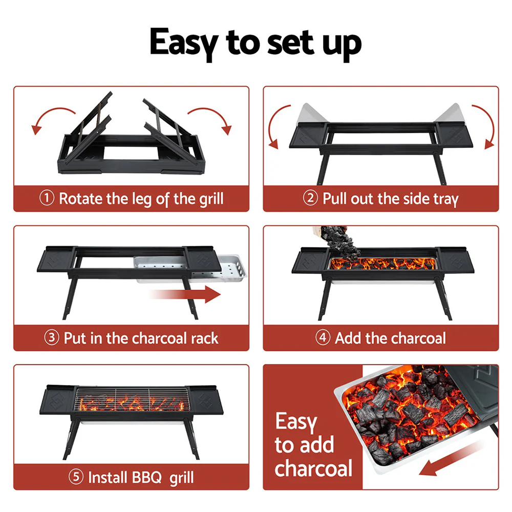 Charcoal BBQ Grill Smoker Portable Barbecue Outdoor Foldable Camping - Image 6