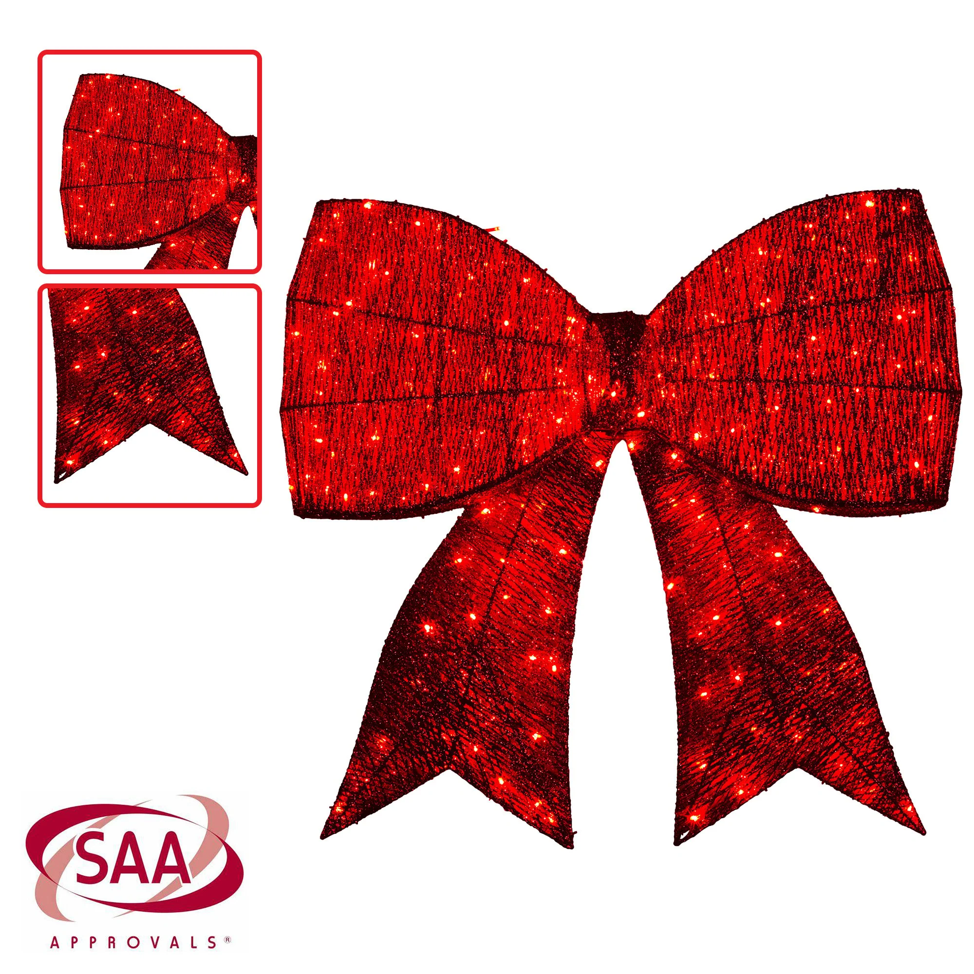 91cm Christmas Display Bow With Led And Twinkle Lights Festive Decoration - Image 5