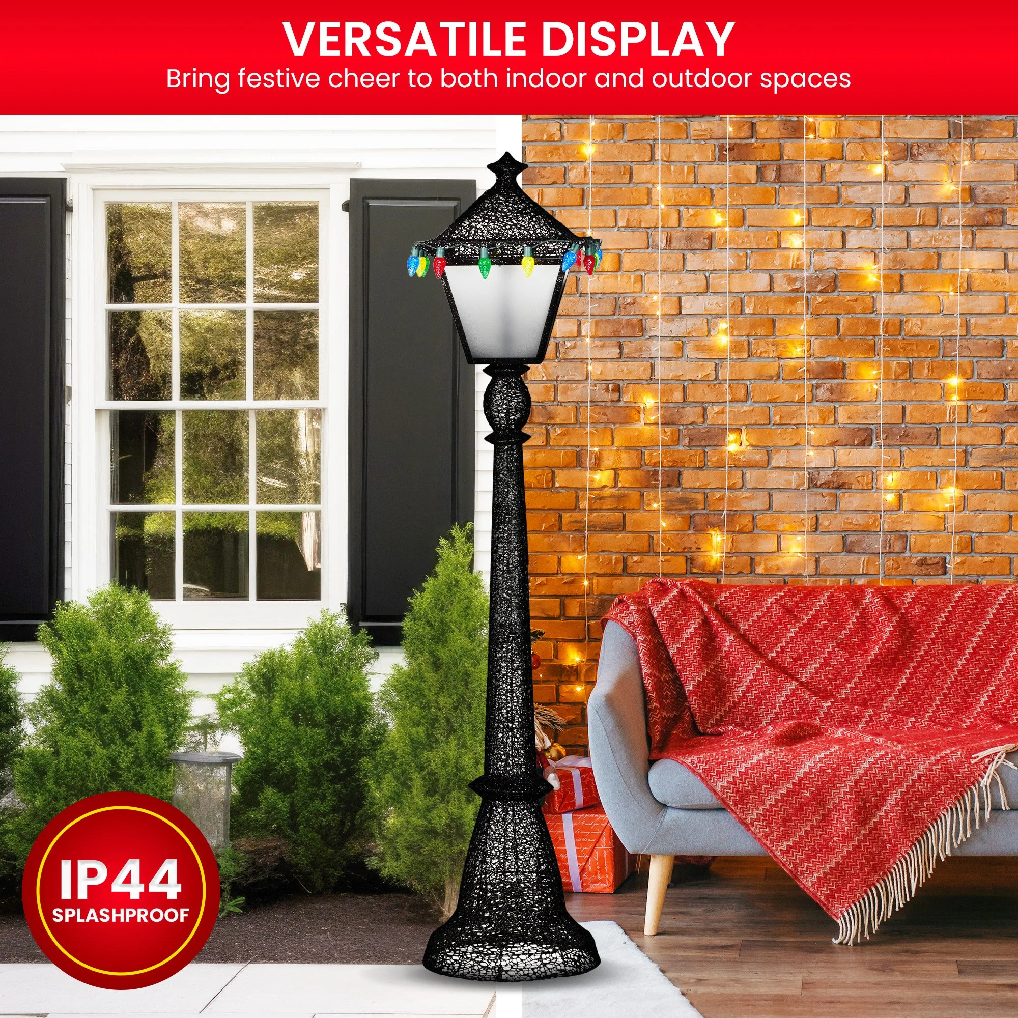 Christmas Lamp Post Display 183cm With Lights - Image 7