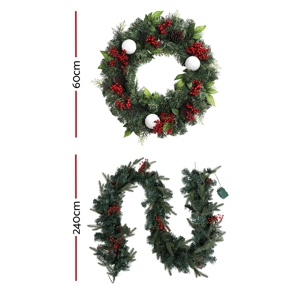 Christmas Garland & Wreath Set with LED Lights – Perfect for Festive Xmas Décor - Image 3