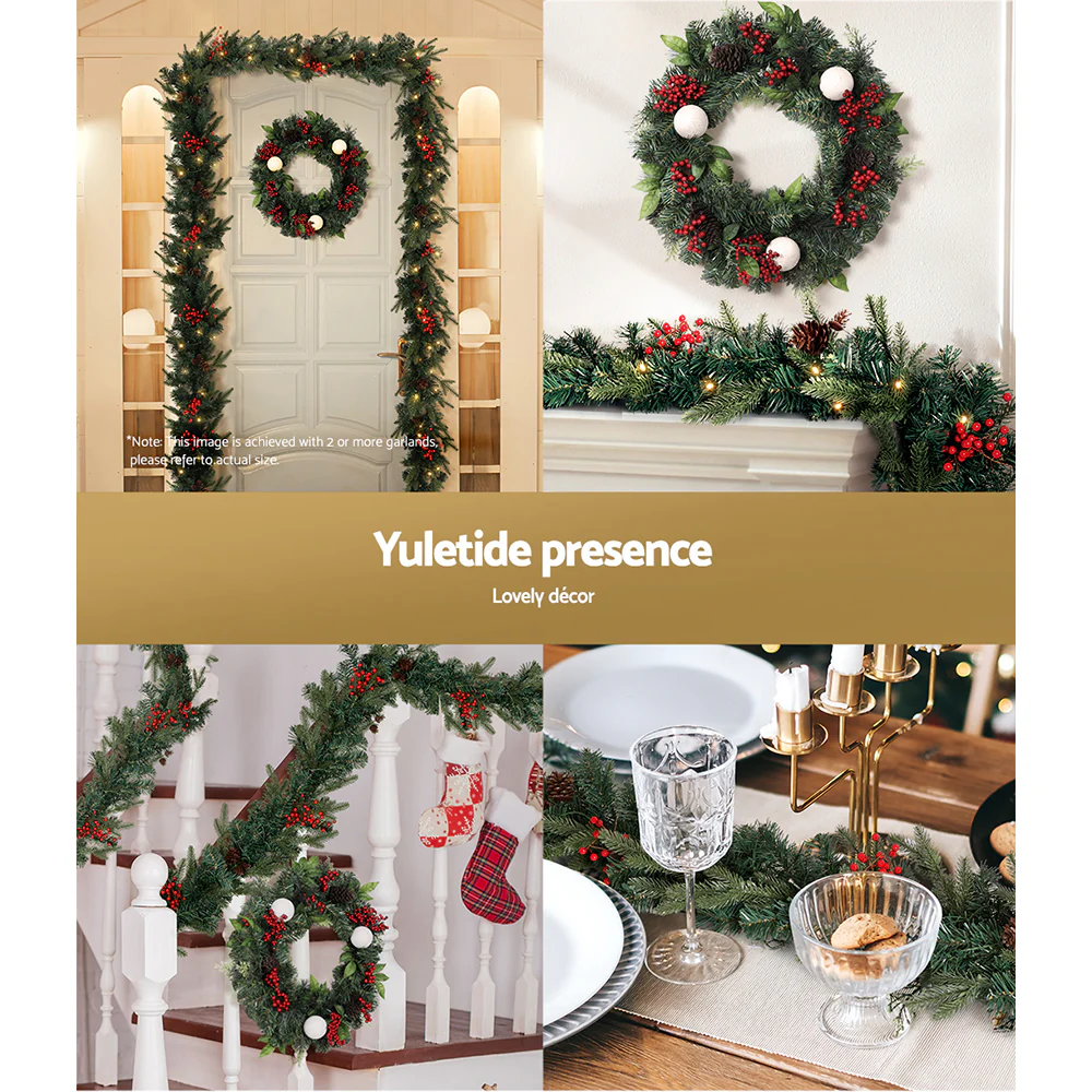 Christmas Garland & Wreath Set with LED Lights – Perfect for Festive Xmas Décor - Image 7