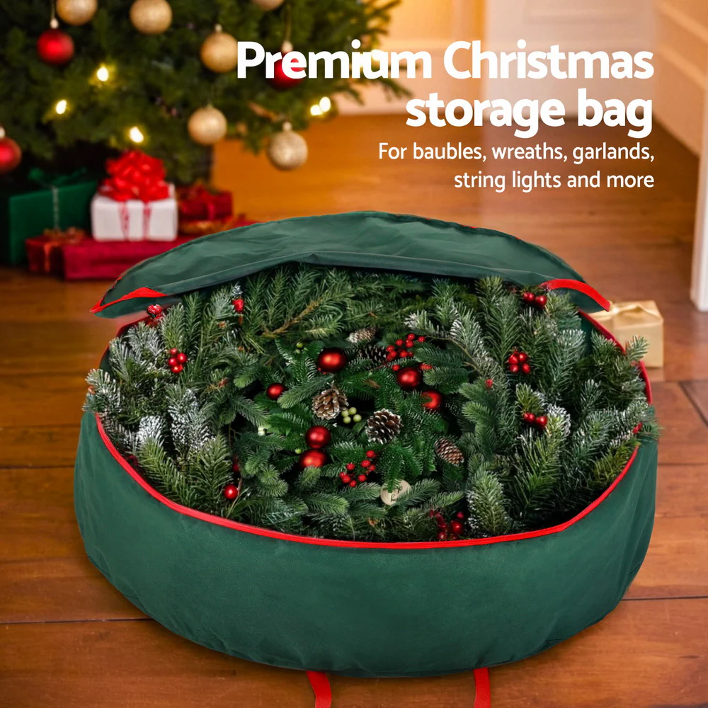 Christmas Garland Wreath Storage Bag Baubles Ornaments Container - Image 5