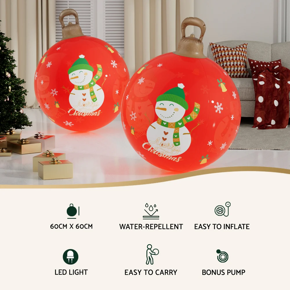 Christmas Inflatable Ball 60cm Illuminated Led Snowman Xmas Decor - Image 4